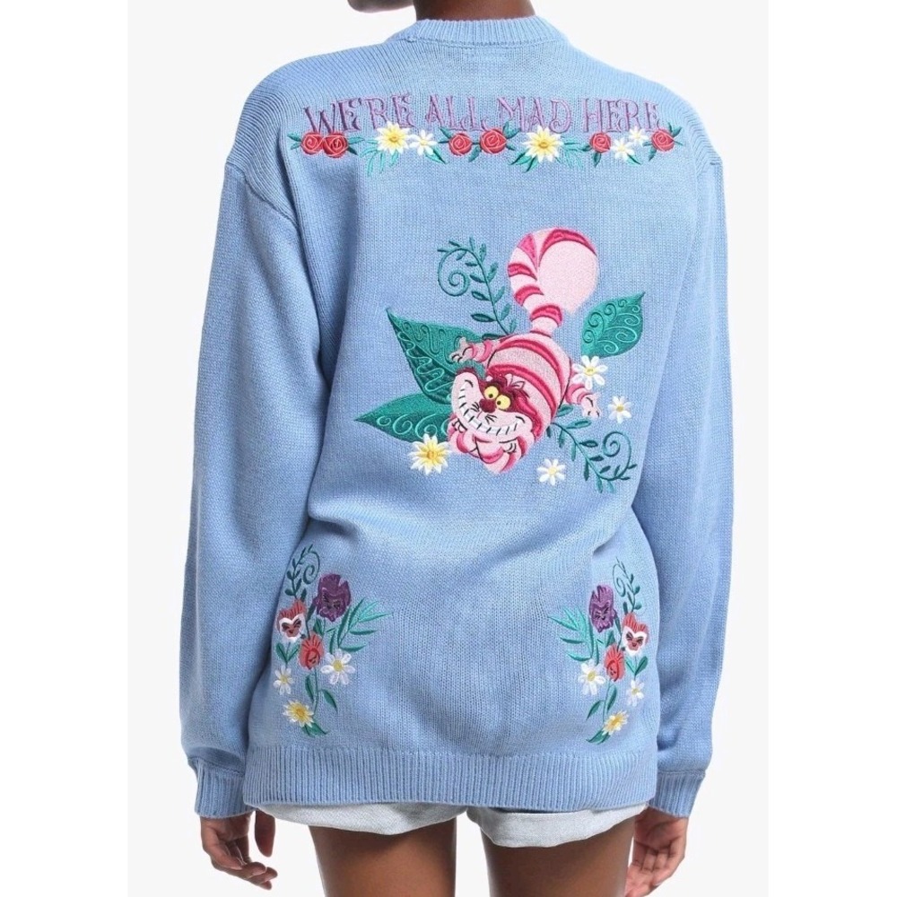 Her Universe Disney Alice Wonderland Embroidered Floral Cheshire Cat Cardigan LG